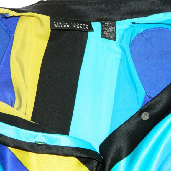 3 for/$30 Linda Allard Ellen Tracy Vintage Striped 100% Silk Blouse Size 12P - Picture 9 of 11